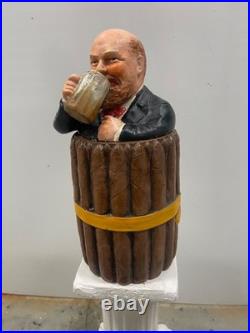 Antique, Tobacco Humidor Man Drinking Beer In Barrel By J. Maresh, C1894