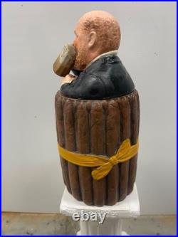 Antique, Tobacco Humidor Man Drinking Beer In Barrel By J. Maresh, C1894