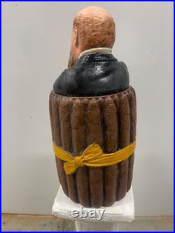 Antique, Tobacco Humidor Man Drinking Beer In Barrel By J. Maresh, C1894