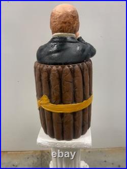 Antique, Tobacco Humidor Man Drinking Beer In Barrel By J. Maresh, C1894