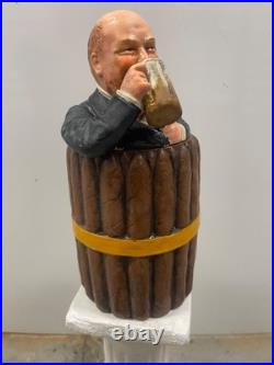 Antique, Tobacco Humidor Man Drinking Beer In Barrel By J. Maresh, C1894