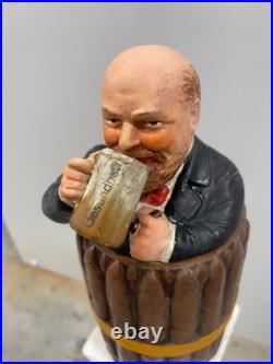 Antique, Tobacco Humidor Man Drinking Beer In Barrel By J. Maresh, C1894