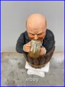 Antique, Tobacco Humidor Man Drinking Beer In Barrel By J. Maresh, C1894
