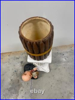 Antique, Tobacco Humidor Man Drinking Beer In Barrel By J. Maresh, C1894
