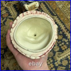 Antique Tobacco Jar Austrian Majolica Owl In Robes RARE Nice shape 1900s