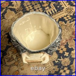 Antique Tobacco Jar Austrian Majolica Owl In Robes RARE Nice shape 1900s