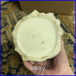 Antique Tobacco Jar Austrian Majolica Owl In Robes RARE Nice shape 1900s