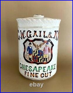 Antique Tobacco Jar G. W. Gail & Ax Chesapeake Fine Cut Advertising Baltimore