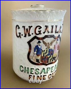 Antique Tobacco Jar G. W. Gail & Ax Chesapeake Fine Cut Advertising Baltimore