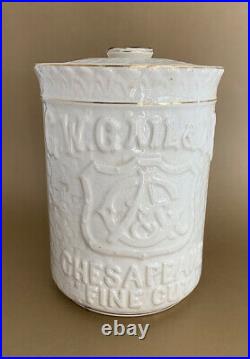 Antique Tobacco Jar G. W. Gail & Ax Chesapeake Fine Cut Advertising Baltimore