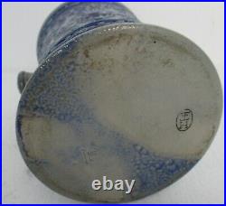 Antique Tobacco Jar Humidor Ceramic Pottery Majolica Blue White Marked