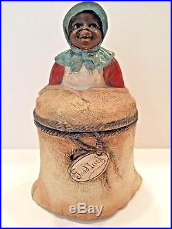 Antique Tobacco Jar Impressed Jm # 3504 Of Young Black Girl