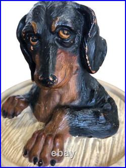 Antique Tobacco Jar JM Johann Maresch Dachshund Barrel Humidor Ceramic Rare HTF