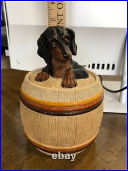 Antique Tobacco Jar JM Johann Maresch Dachshund Barrel Humidor Ceramic Rare HTF