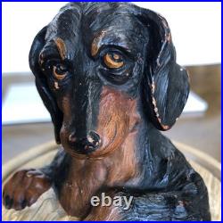 Antique Tobacco Jar JM Johann Maresch Dog Humidor Tobacciana Majolica Terracotta