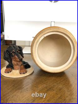 Antique Tobacco Jar JM Johann Maresch Dog Humidor Tobacciana Majolica Terracotta