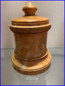 Antique Tobacco Pot Pink Marble Covered Decor Art Deco Ointment Rare Old 19th