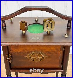 Antique Traditional Mahogany Copper Lined Smoke Stand Humidor Cabinet