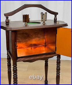 Antique Traditional Mahogany Copper Lined Smoke Stand Humidor Cabinet