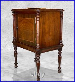 Antique Traditional Mahogany Mirrored Top Humidor Stand Cabinet