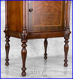 Antique Traditional Mahogany Mirrored Top Humidor Stand Cabinet