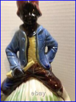 Antique VTG. Black Americana Boy with Pipe on top of Watermelon Tobacco Humidor