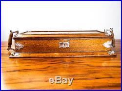 Antique Victorian Arts & Crafts Table Humidor English Oak Box Downton Abbey 1900