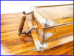 Antique Victorian Arts & Crafts Table Humidor English Oak Box Downton Abbey 1900