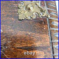 Antique Victorian Cigar Humidor Box Figural Brass Hardware L 7
