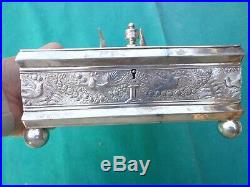 Antique Victorian Cigar Humidor Meriden Silver plate Two Birds Design