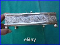 Antique Victorian Cigar Humidor Meriden Silver plate Two Birds Design