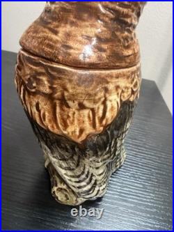 Antique Victorian Majolica Owl Figural Tobacco Jar Humidor c. 1890 Excellent