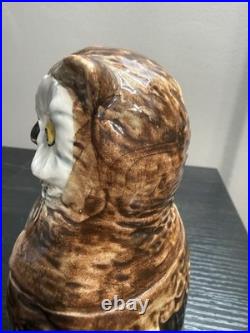 Antique Victorian Majolica Owl Figural Tobacco Jar Humidor c. 1890 Excellent