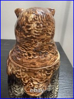 Antique Victorian Majolica Owl Figural Tobacco Jar Humidor c. 1890 Excellent
