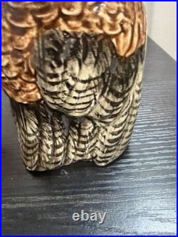 Antique Victorian Majolica Owl Figural Tobacco Jar Humidor c. 1890 Excellent