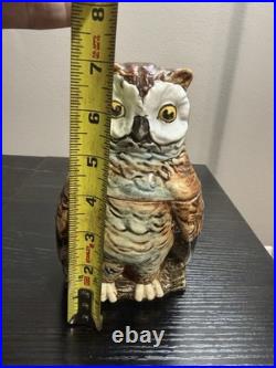 Antique Victorian Majolica Owl Figural Tobacco Jar Humidor c. 1890 Excellent