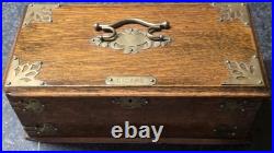 Antique Victorian Oak Cigar Hinged Humidor Box 19th Century Very Good, Rare