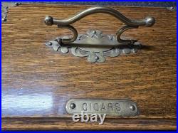 Antique Victorian Oak Cigar Hinged Humidor Box 19th Century Very Good, Rare