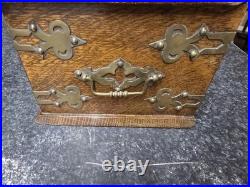 Antique Victorian Oak Cigar Hinged Humidor Box 19th Century Very Good, Rare