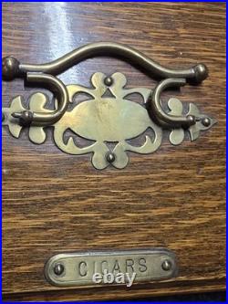 Antique Victorian Oak Cigar Hinged Humidor Box 19th Century Very Good, Rare