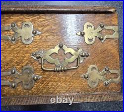 Antique Victorian Oak Cigar Hinged Humidor Box 19th Century Very Good, Rare