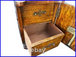 Antique Victorian Oak Novelty Cigar Humidor Box C1870. Unlocked. No Key