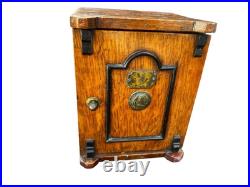 Antique Victorian Oak Novelty Cigar Humidor Box C1870. Unlocked. No Key