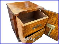 Antique Victorian Oak Novelty Cigar Humidor Box C1870. Unlocked. No Key