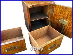 Antique Victorian Oak Novelty Cigar Humidor Box C1870. Unlocked. No Key