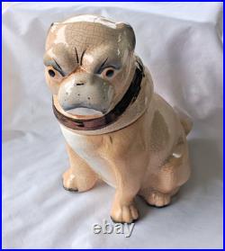 Antique Victorian Pug Dog Humidor Tobacco Jar Smoking Pipe Large 8 x 6 1800s