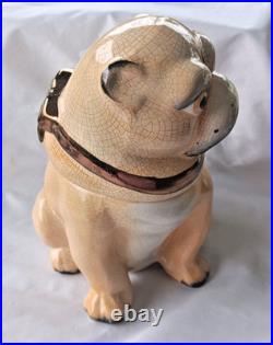 Antique Victorian Pug Dog Humidor Tobacco Jar Smoking Pipe Large 8 x 6 1800s