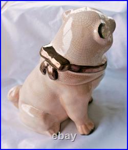 Antique Victorian Pug Dog Humidor Tobacco Jar Smoking Pipe Large 8 x 6 1800s
