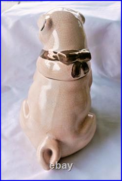 Antique Victorian Pug Dog Humidor Tobacco Jar Smoking Pipe Large 8 x 6 1800s