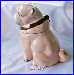 Antique Victorian Pug Dog Humidor Tobacco Jar Smoking Pipe Large 8 x 6 1800s